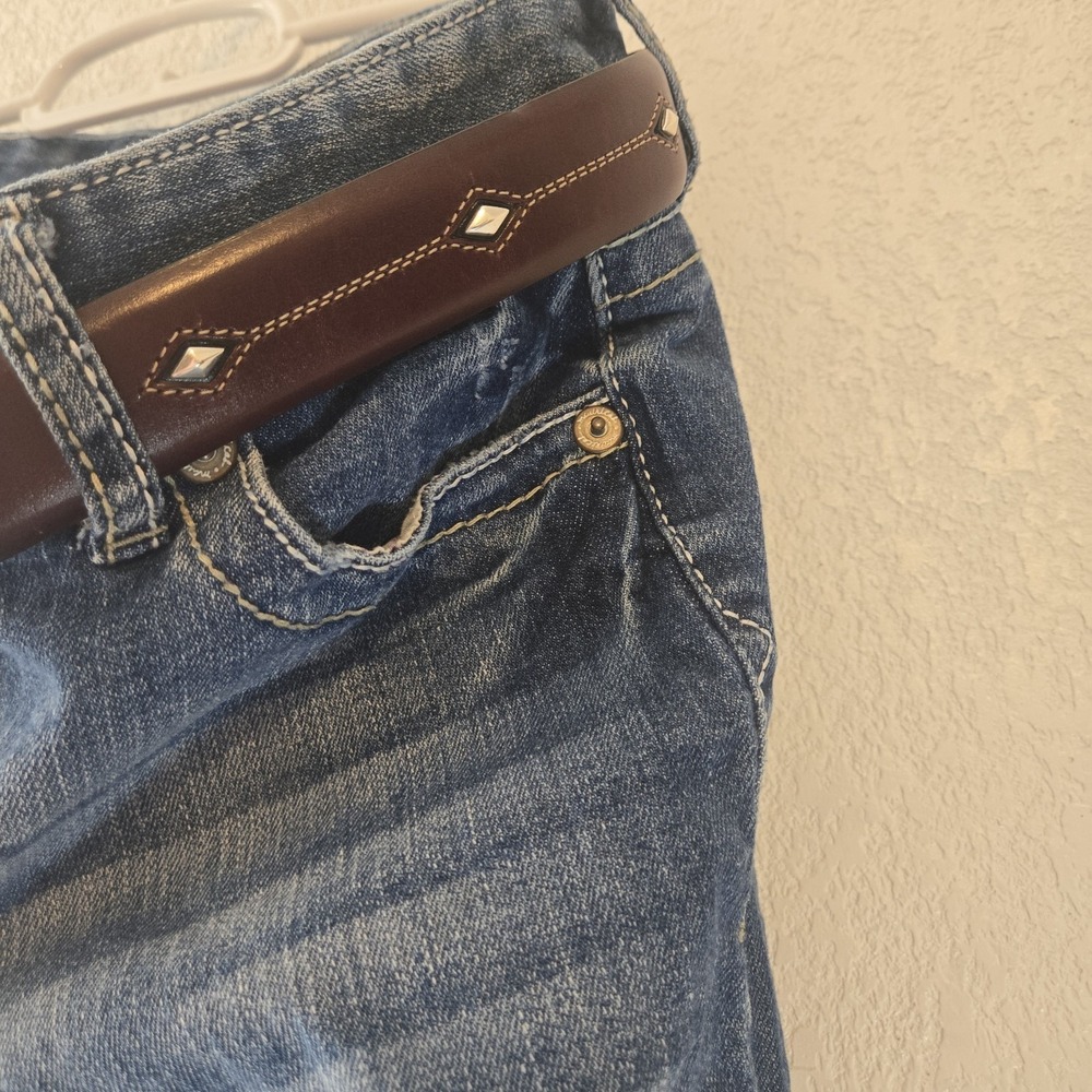 Brighton Leather Belt Sz 36 Brown Western Concho‎ Silver Buckle Boho Rodeo Flaw - Picture 2 of 16